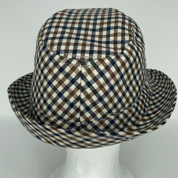 Men’s Pendleton Navy Blue, Brown and Creamy White Houndstooth Fedora Hat - Picture 4 of 11